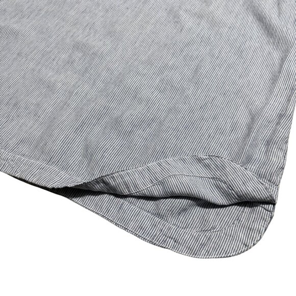 Tahari White & Blue Stripe Linen V-Neck Shirt Dress – Relaxed Fit 2X Plus - Picture 9 of 12